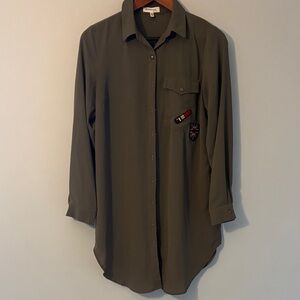 Monteau Khaki Button-Down Shirt with Patch